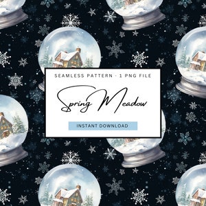 christmas seamless pattern, show globes pattern, snowflakes repeating file, winter dream digital paper, winter landscape pattern
