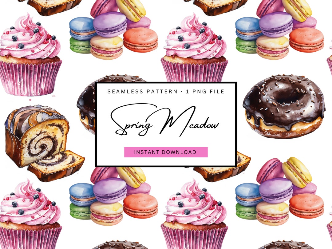 Sweet Treats Pattern, Pastries Seamless Pattern, Cake Repeating Pattern ...