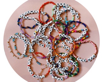 eras tour friendship bracelets | taylor swift | white letter beads | free UK shipping