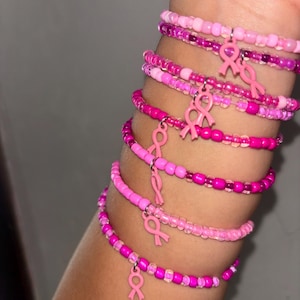 Breast Cancer Charm Beaded Bracelets