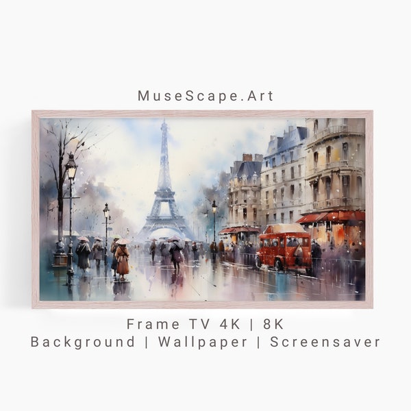 Frame TV Art | Watercolor of the Eiffel Tower in the rain | Wallpaper | Background | Screensaver | Paris Frame TV Art TVCL18