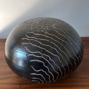 Mid-Century Modern Ceramic Orb Sculpture by John Dunlap - Textured Crackle Glaze