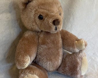 Vintage Russ Jointed Teddy Bear, Caramel Plush Bear with Movable Arms & Legs, Heirloom Nursery Shelf Collectible
