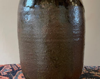 Rustic Field Clay Vase - dark brown studio glaze