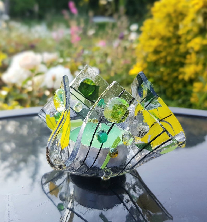 fused glass tea light holder image 3