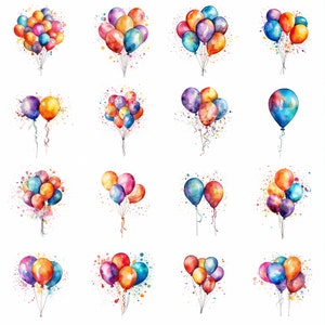 Aquarell Party Ballons Clipart - 16 hochwertige PNGs - digitaler Download - kommerzielle Nutzung - Kartenherstellung, Mixed Media, Digital Crafting