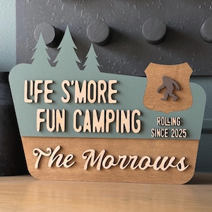 Glamping Sign – Life S&#39;more Fun Camping, Rustic National Park Style Camping Decor