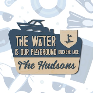 Rustic Lake House Sign – The Water Is Our Playground, National Park Inspired Lake Life Decor & Lake House Gift