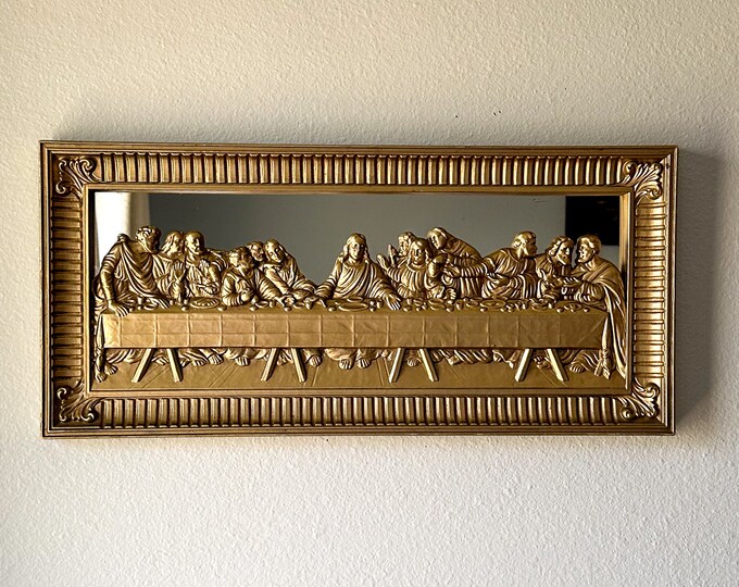 Vintage Homco Gold 'the Last Supper Mirror Etsy