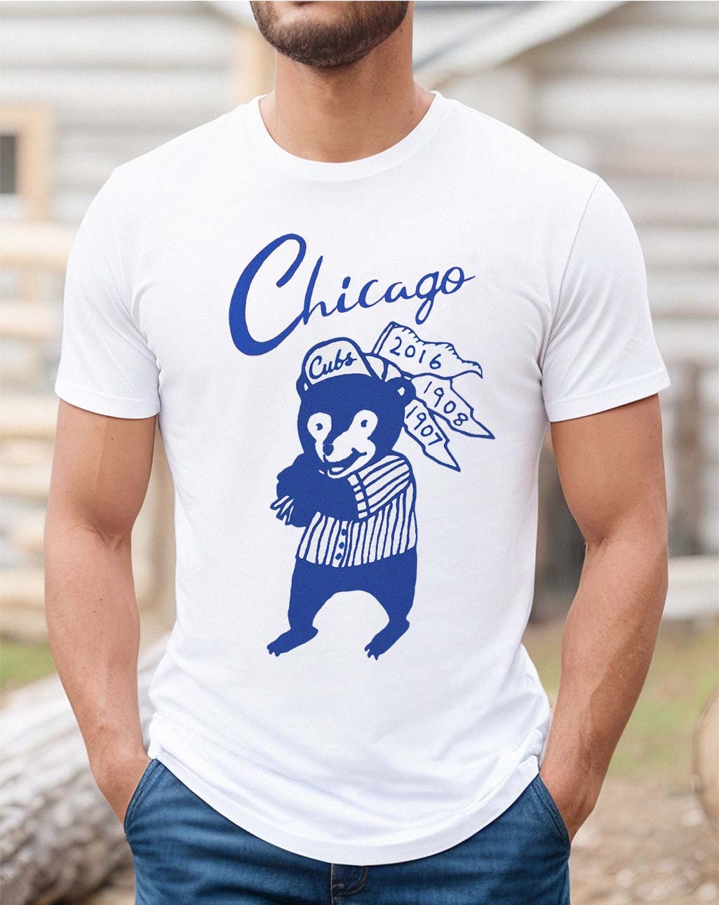 Chicago Cubs Fanatics Branded Iconic City Dog Graphic T-Shirt - Sports Grey  - Mens