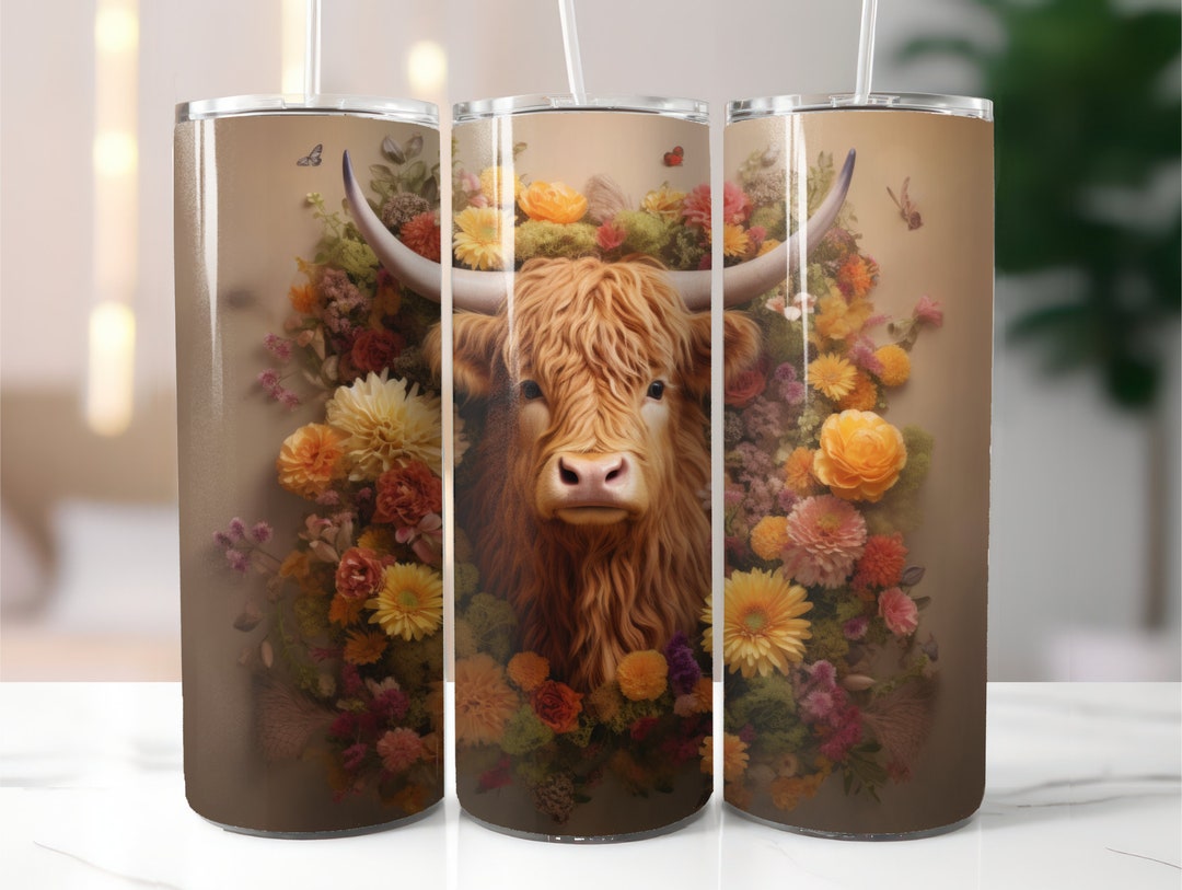 3D Highland Cow PNG / SVG for 20oz Skinny Tumbler Sublimation Design ...