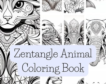 Zentangle Animal Coloring Book: Zendoodle Art Pattern Templates, Coloring pages & Training Sheets, Stress Relief Art Therapy, Dog, Cat,horse