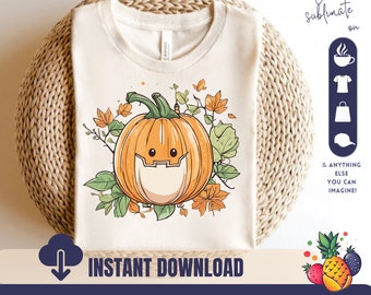 Whimsical Cute Pumpkin Clipart | Cartoon Illustration | Halloween DIY & Sublimation Designs | Vector file |  kids decoration