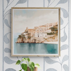 Amalfi Coast Art, Watercolor Art Print, Spring, Italian Art Print, Italian Wall Decor, Coastal Art Print, Coastal Decor, Beach Bungalow