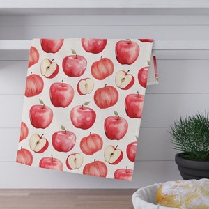 Fall Apple Print Tea Towel, Autumn Tea Towel, Fall Apple Kitchen Decor, Autumn Harvest, Christmas Gift, Thanksgiving, Tea Towel Gift