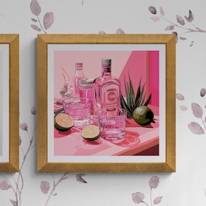 Tequila Art Print, Pink Girly Wall Art, College Apartment Decor, Dorm Room Decor, Dorm Room Wall Art, Birthday, Gift For Her, Bar Cart Art