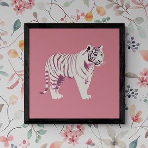 Pastel Tiger Art Print, Colorful Art Print, Funky Art Print, Birthday, Girly Wall Art, College Apartment Decor, For Her, Teen, Girls Room