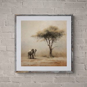 Safari Art Print, Landscape Painting, Earthy Wall Art, African Safari