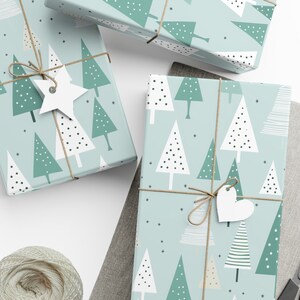 Pastel Christmas Gift Wrapping Paper, Christmas Trees, Stationary, Gift Wrap, Girly, Pastel Colors, Turquoise, Whimsical, For Daughter