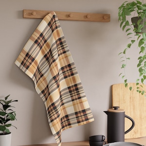 Fall Plaid Tea Towel, Autumn Tea Towel, Fall Kitchen Decor, Plaid Kitchen Decor, Tea Towel Gift, Neutral, Earth Tones, Cabin, Ranch, Rustic