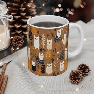 Fall Cats Mug, Cute Fall Mug, Cat Decor, Cat Mug, Thanksgiving Gift, Birthday Gift, Housewarming Gift, Cat Lover, Coffee Lover, Tea Lover