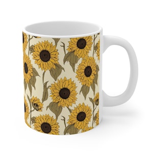 Taza de girasol, taza de otoño, regalo de verano, taza floral, decoración de girasol, regalo de otoño, granja, rústico, campo, regalo de cumpleaños, para mamá