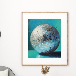 Wydruk artystyczny Disco Ball, Kolorowy wystrój dopaminy, Wiosna, Groovy, Akademik, Wystrój pokoju nastolatki, Wystrój mieszkania w college&#39;u