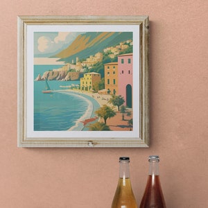 Travel Poster, Retro Poster, Italian Wall Art, Amalfi Coast