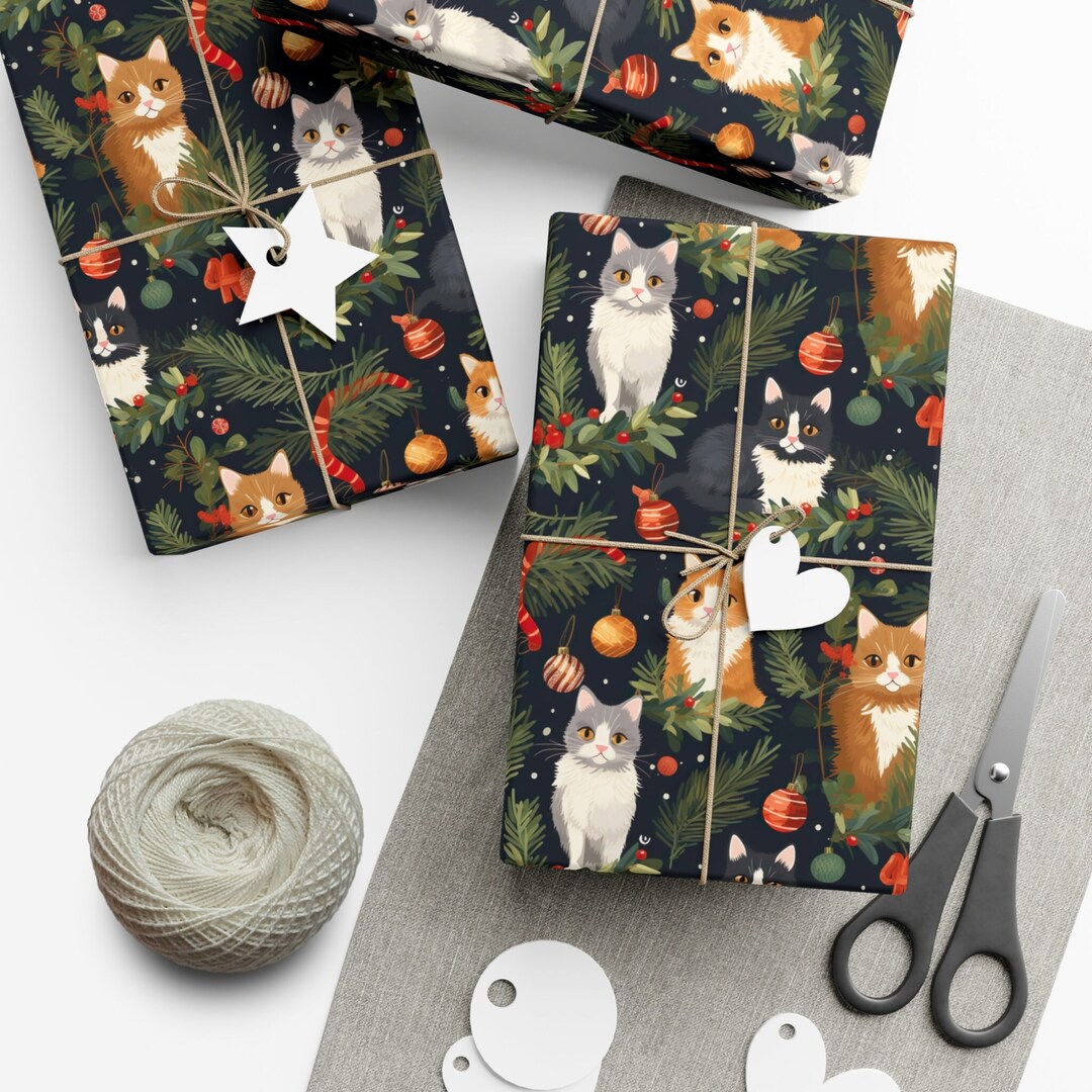 Christmas Cats Gift Wrapping Paper, Christmas Stationary, Gift Wrap