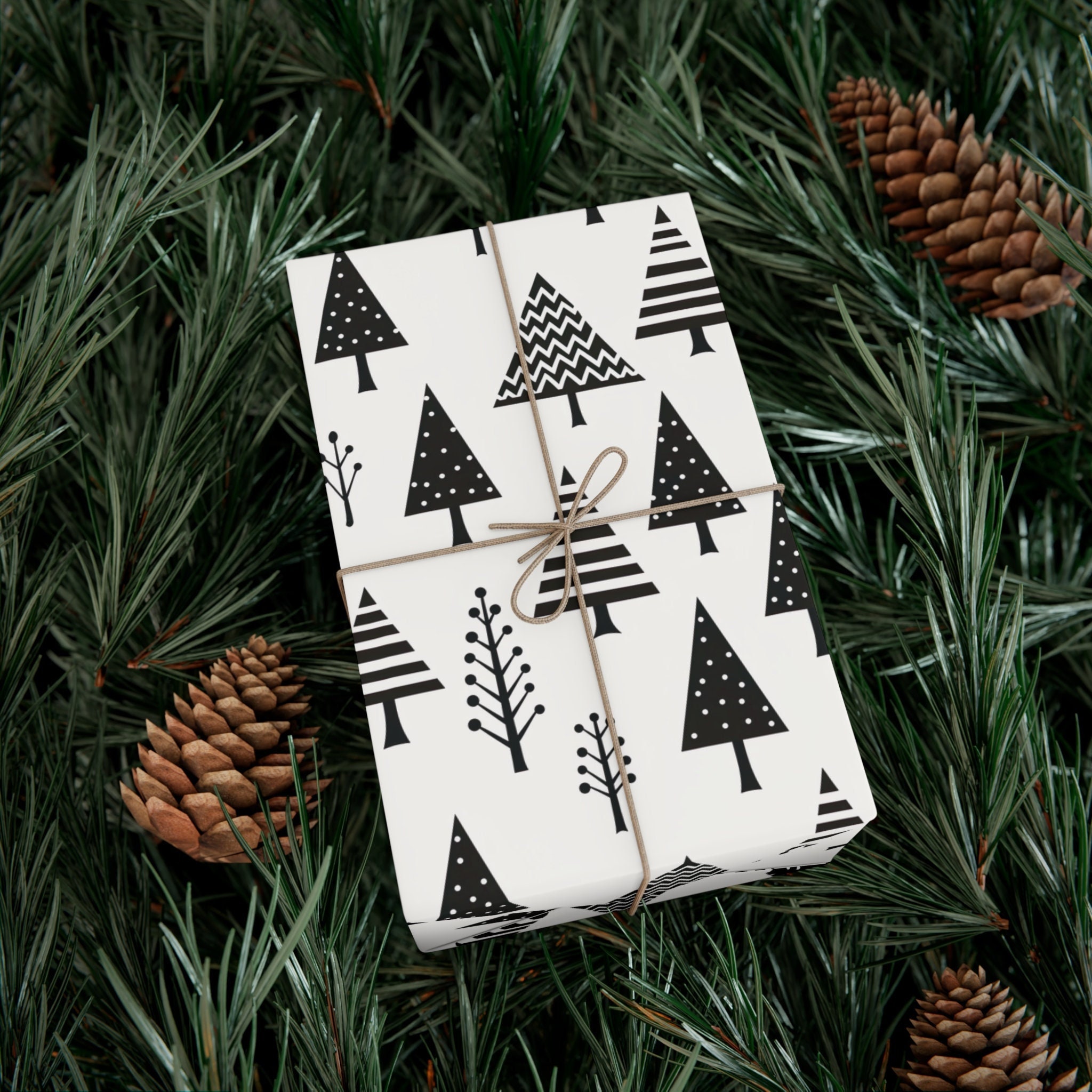 Scandi Christmas wrapping ideas. Black and white wrapping paper. A minimal,  monochrome Christmas on a budget with Homesense - cate st hill