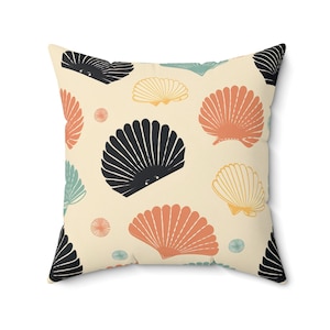 Seashell Print Pillow, Spring, Coastal Pillow, Beach Decor, Seashell Decor, Beach Bungalow, Summer Decor, Seashell Pillow, Ocean Decor