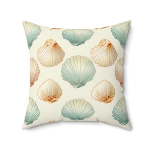 Seashell Print Pillow, Spring Pillow, Coastal, Beachy Decor, Seashell Decor, Beach Bungalow, Summer Decor, Seashell Pillow, Ocean Decor