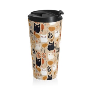 Fall Cats Travel Mug, Autumn Travel Mug, Cute Fall Tumbler, Thanksgiving Gift, Birthday Gift, Christmas Gift, Cat Lover, Coffee Lover
