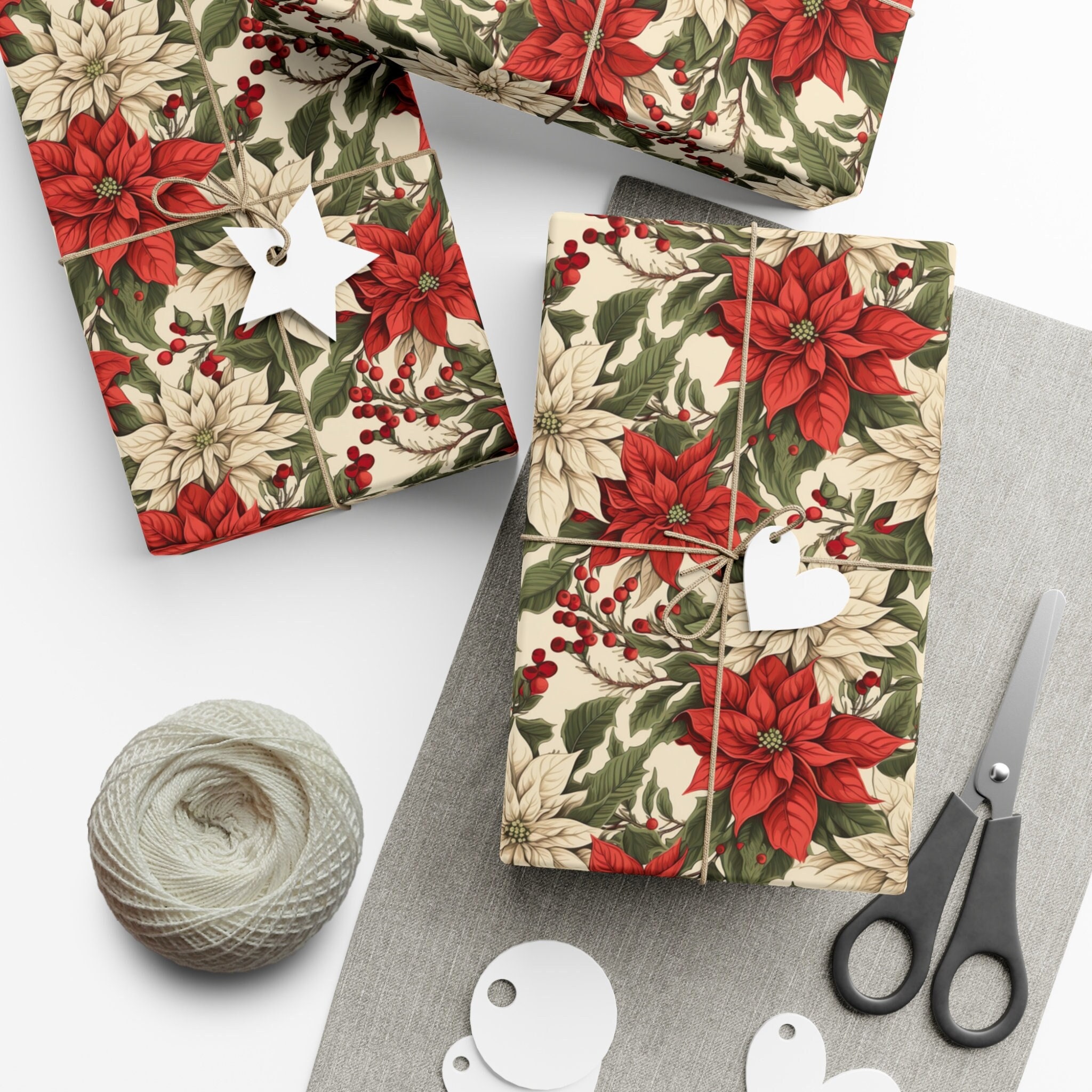 Red Floral Wrapping Paper 