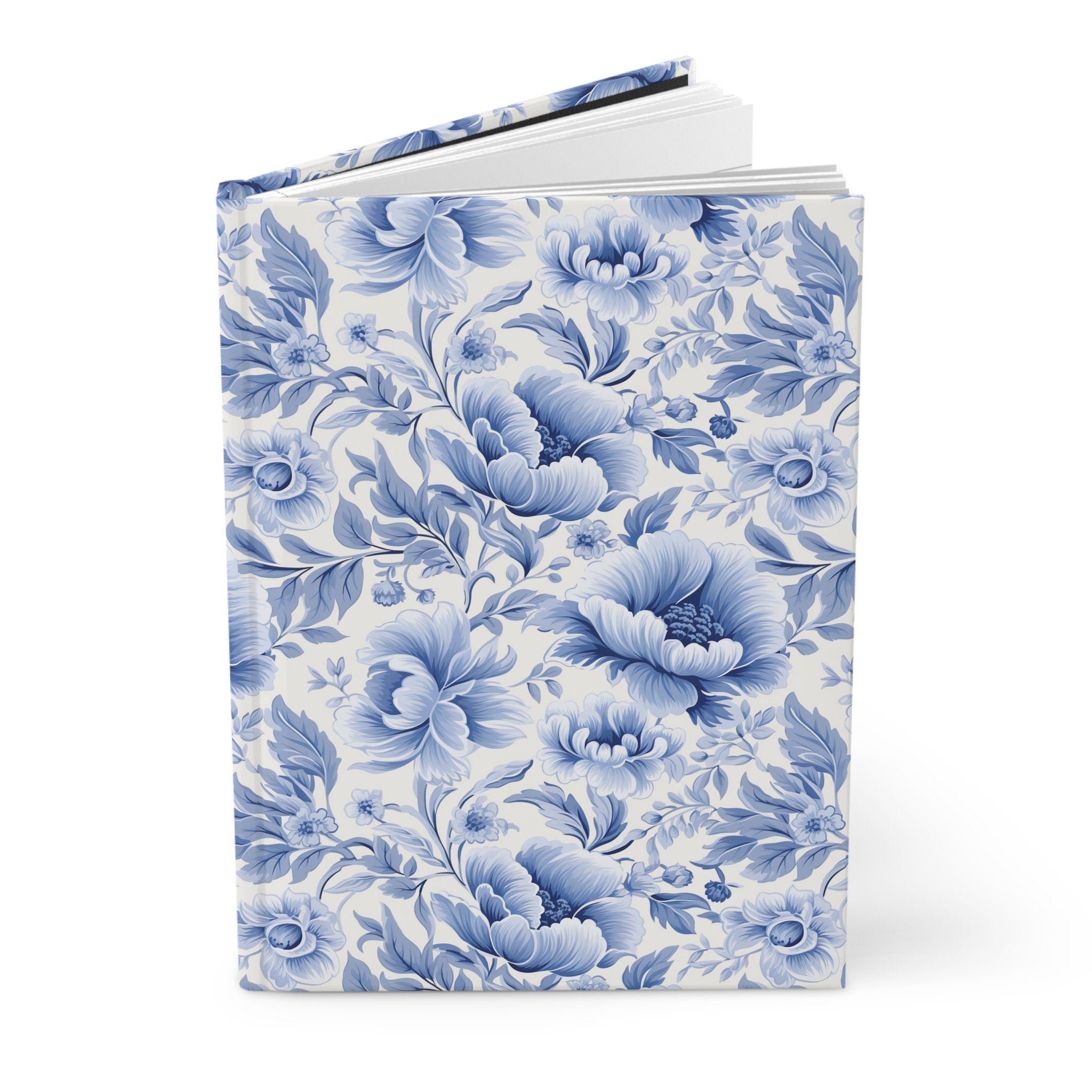 Blue Floral Hardcover Notebook, Friendship Gift, Chinoiserie