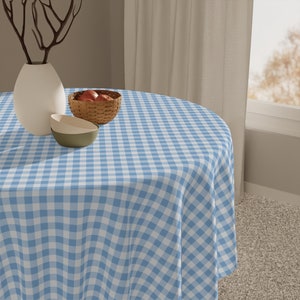 Gingham Tablecloth, Spring, Summer, Baby Shower, Light Blue Gingham, Gingham Decor, Country Chic, Farmhouse, Cottagecore, Country Cottage