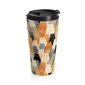 Spring Cats Travel Mug, Autumn Travel Mug, Cute Fall Tumbler, Mothers Day Gift, Birthday Gift, Christmas Gift, Cat Lover, Coffee Lover