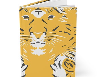 Hardcover Journal, Hardcover Notebook, Stationary, Cute Stationary, Cute Journal, Travel, Tiger Notebook, Tiger Journal, Yellow, Cute Gift