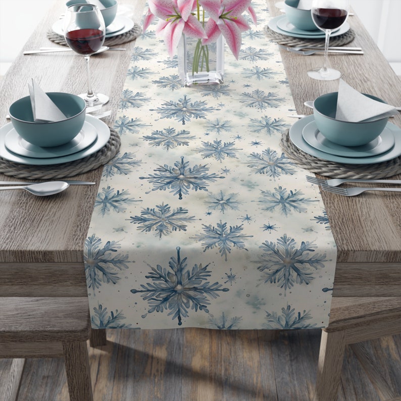 Christmas Snowflake Table Runner, Christmas Gift, Pastel Christmas