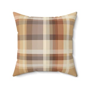 Fall Plaid Throw Pillow, Autumn Throw Pillow, Thanksgiving Decor, Rustic, Neutral, Earth Tones, Plaid Fall Decor