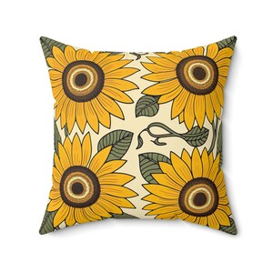 Sunflower Print Throw Pillow, Floral Throw Pillow, Cute Spring Decor, College Apartment, Bohemian, Colorful, Birthday Gift