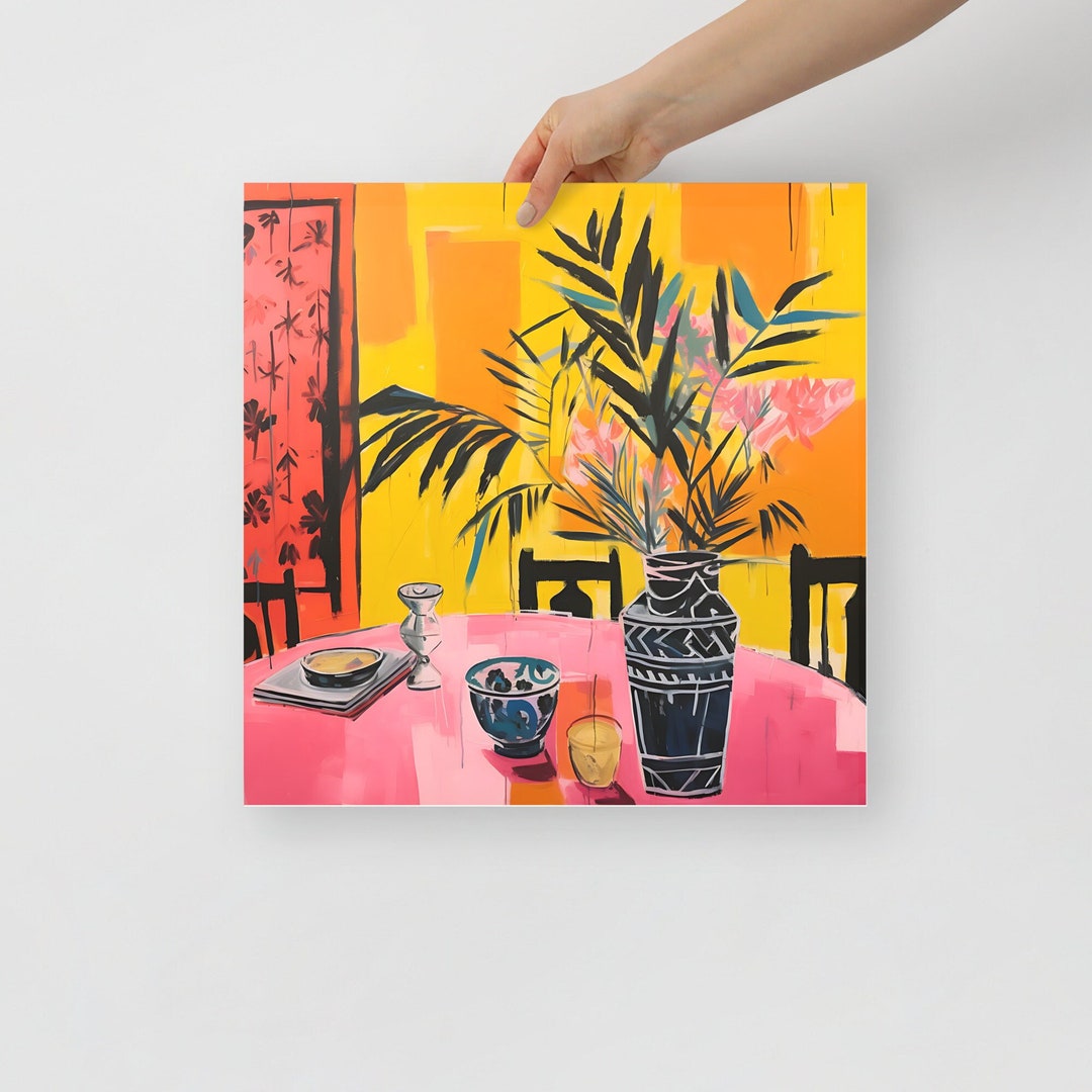 Tableau Mural Encadré "Offline Is The New Luxury" - 80x60cm - Style Minimaliste Vert/Orange - Décoration Salon/Chambre