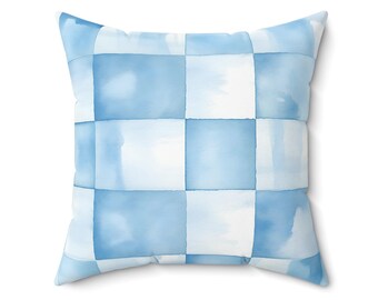 Checkerboard Pillow, Checkerboard Decor, Spring, College Apartment, Dorm Decor, Funky Throw Pillow, Nantucket Coastal, Blue Throw Pillow