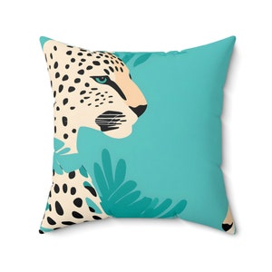 Geparden Kissen, Dschungel Akzent Kissen, Buntes Dopamin Dekor, Animal Print, Türkis, Uni Wohnung, Wohnheim Dekor, Für Sie, Geburtstag