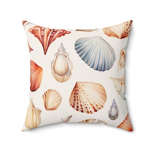 Summer Pillow, Beach Pillow, Spring, Beach House, Coastal, Seashell Decor, Beach Bungalow, Summer Decor, Seashell Pillow, Ocean Decor