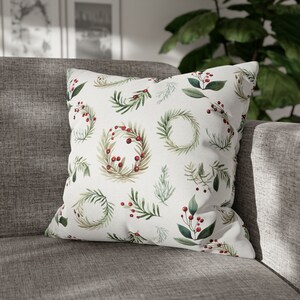 Capas de almofadas de Natal, fronhas de férias, festivas, simples, minimalistas, guirlandas, bagas de azevinho, decoração de Natal