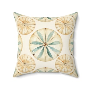 Summer Pillow, Beach Pillow, Beach Decor, Seashell Decor, Beach Bungalow, Summer Decor, Sand Dollar, Seashell Pillow