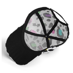 Boné de beisebol com estampa de leopardo confete para mulheres, lindo arco-íris neon com estampa de chita, boné de beisebol com estampa de animais Safari, chapéus femininos para amantes de caminhoneiros, chapéu hip hop imagem 2