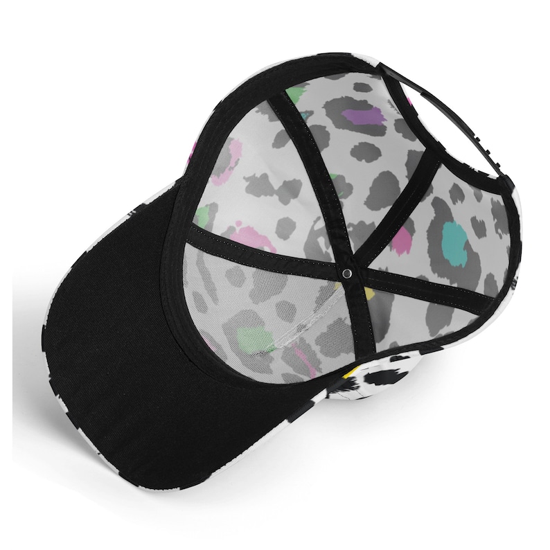 Boné de beisebol com estampa de leopardo confete para mulheres, lindo arco-íris neon com estampa de chita, boné de beisebol com estampa de animais Safari, chapéus femininos para amantes de caminhoneiros, chapéu hip hop imagem 2