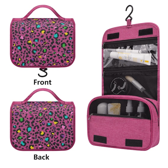 animal print toiletry travel bags Pink Leopard Toiletry bag Rainbow Cheetah Print Cosmetic Bag Confetti  Safari Animal Print Travel Bag Hanging Storage Neon Leopard Print Case